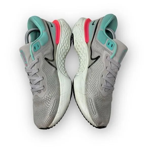 Nike ZoomX Invincible Run Running Shoes Flyknit Grey Turquoise Pink Mens Size 12