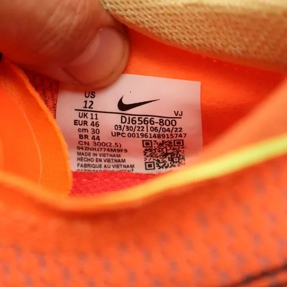 Nike ZoomX Streakfly Men's Size 12 Orange Running Shoes Sneakers DJ6566-800