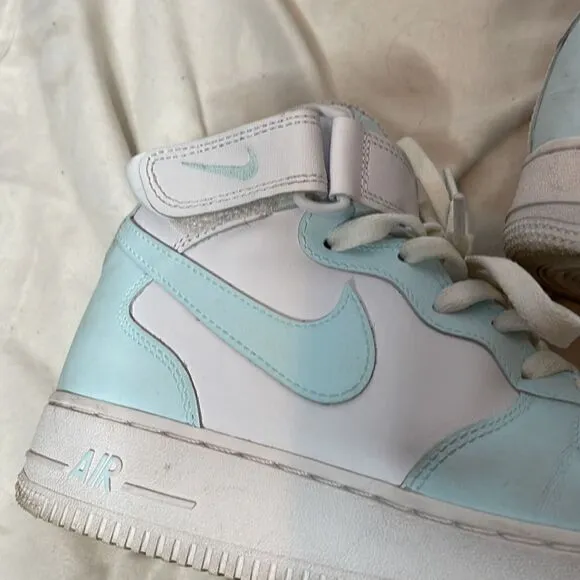 Nike Air Force 1 Custom Baby Blue Mid Men’s Sneakers. Size 8.
