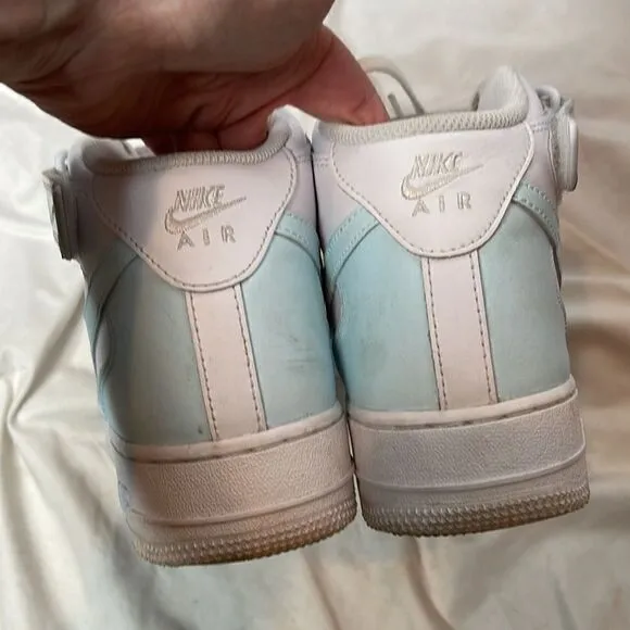 Nike Air Force 1 Custom Baby Blue Mid Men’s Sneakers. Size 8.