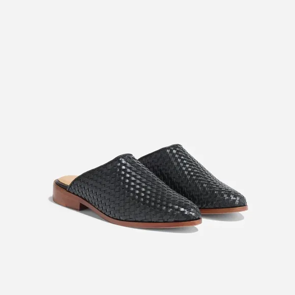 Nisolo Ama Woven Mule Black Woven Leather Women’s Slip-On Shoes