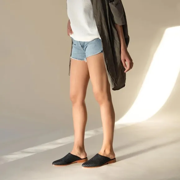 Nisolo Ama Woven Mule Black Woven Leather Women’s Slip-On Shoes