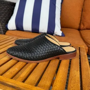 Nisolo Ama Woven Mule Black Woven Leather Women’s Slip-On Shoes