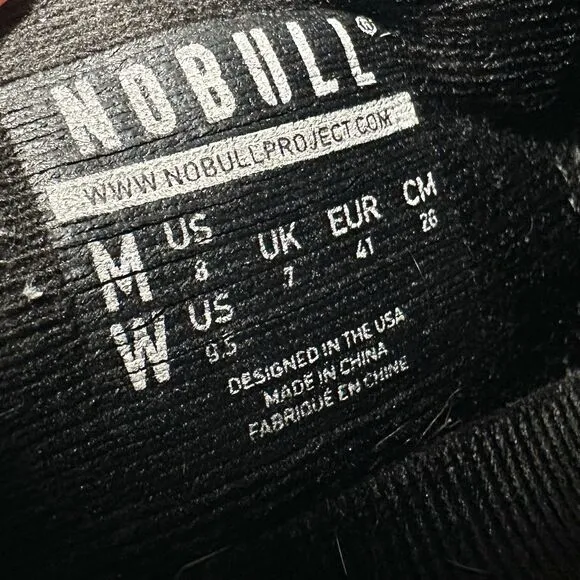 NoBull Shoes Mens Size 8 Black Outwork Gum Sole W9.5 Trainers Running Lifting