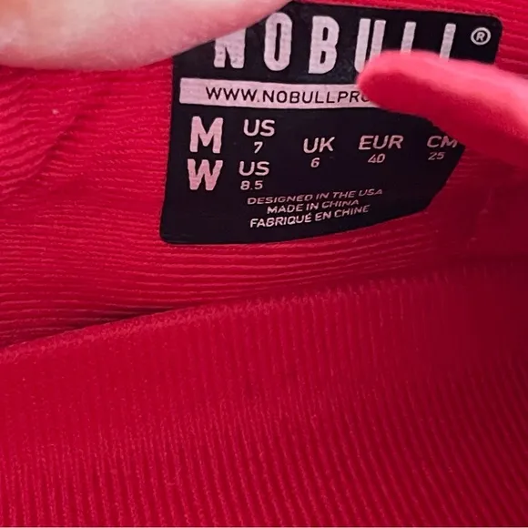 NoBull Superfabric Low Trainers Red Athletic Shoes Unisex Womens 8.5 Mens 7