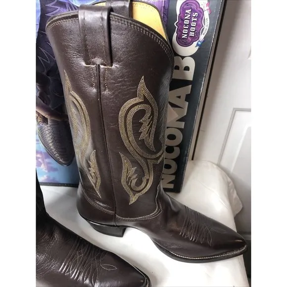 Nocona Boots Leather Size 9 Calf Dark Brown
