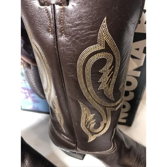 Nocona Boots Leather Size 9 Calf Dark Brown