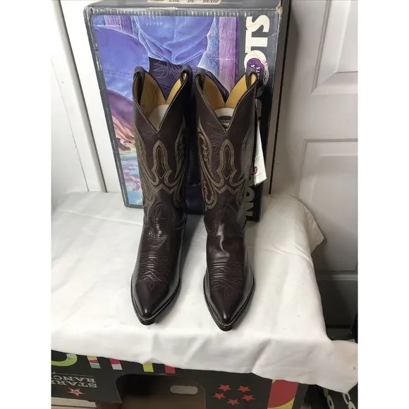 Nocona Boots Leather Size 9 Calf Dark Brown