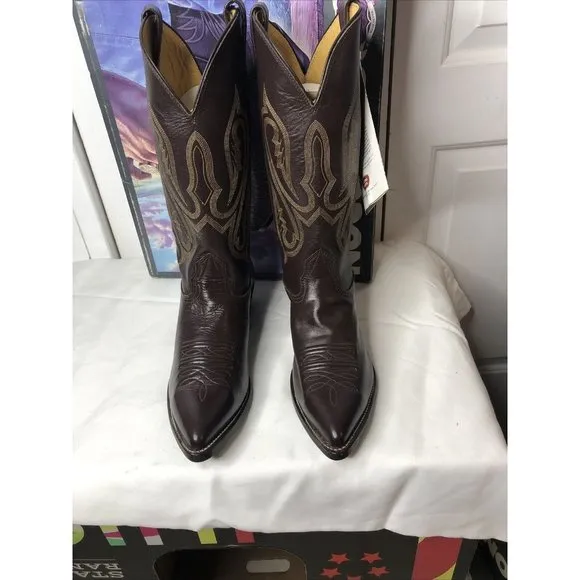 Nocona Boots Leather Size 9 Calf Dark Brown