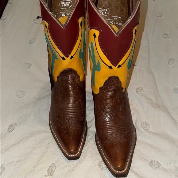Nocona Brown and Yellow Cactus women’s Cowboy Boots