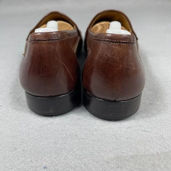 Nordstrom Mens Leather Loafers Brown Woven Size 10M Tassel Driving Shoes Italy