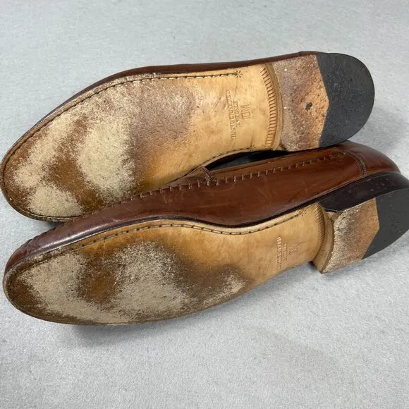 Nordstrom Mens Leather Loafers Brown Woven Size 10M Tassel Driving Shoes Italy