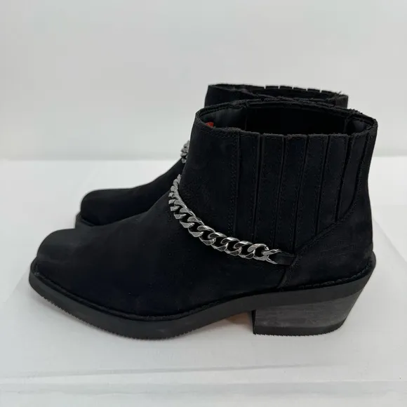 NWB Harley-Davidson® Women's 10 Korsen Chain Black Leather Ankle Boots D87241