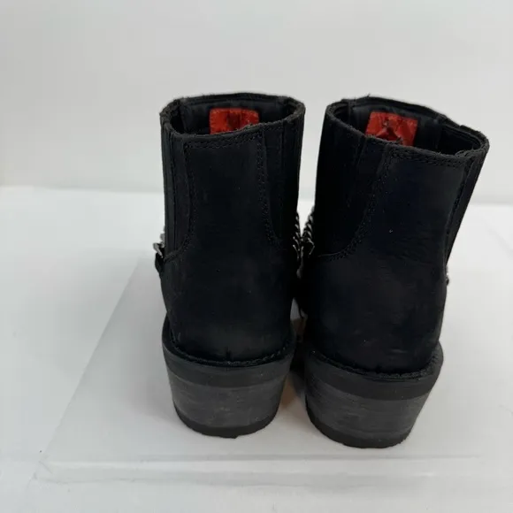 NWB Harley-Davidson® Women's 10 Korsen Chain Black Leather Ankle Boots D87241