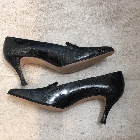 NWD Escada 8 AA Black leather Embossed leather and suede with Escada logo