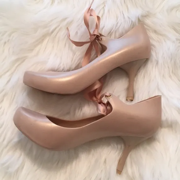 NWD Melissa Cream Ribbon Tie Heels