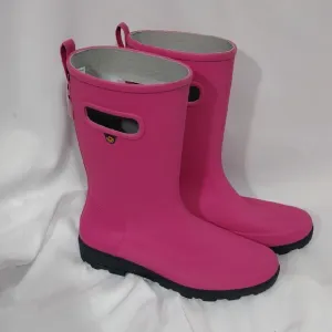 NWOB Bogs Big Kids Girls Pink Holly Jr Tall Rubber Rain Boots Size Youth 5