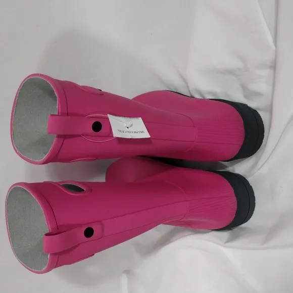 NWOB Bogs Big Kids Girls Pink Holly Jr Tall Rubber Rain Boots Size Youth 5
