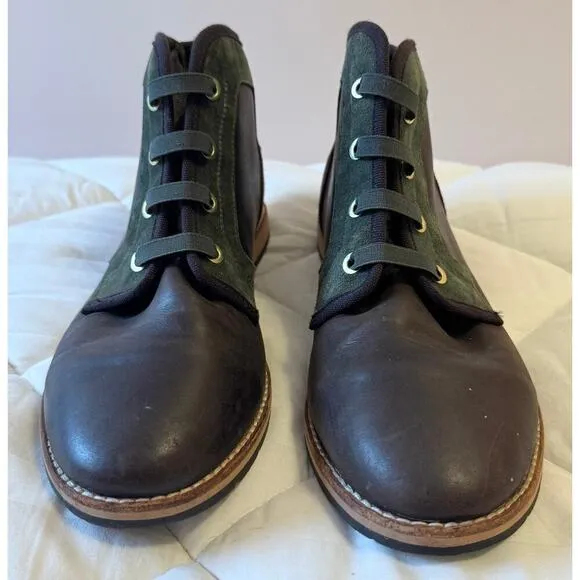 NWOT Ahnu Leather Patchwork Lace Up Loafer Comfort Boats Size 9.5