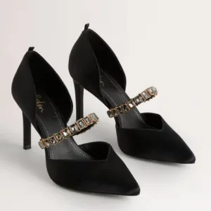 NWOT Boden crystal strap heeled courts embellished black pointy toe shoes heels