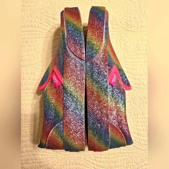 NWOT Vans Rainglow Pastel Rainbow Glitter Classic Slip On Sneakers