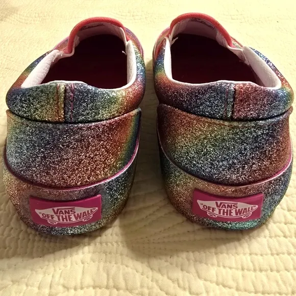NWOT Vans Rainglow Pastel Rainbow Glitter Classic Slip On Sneakers