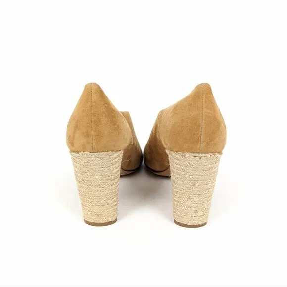 NWOT Vince Womens Shoes Percey Tan Suede Leather Block Heels Size 5.5