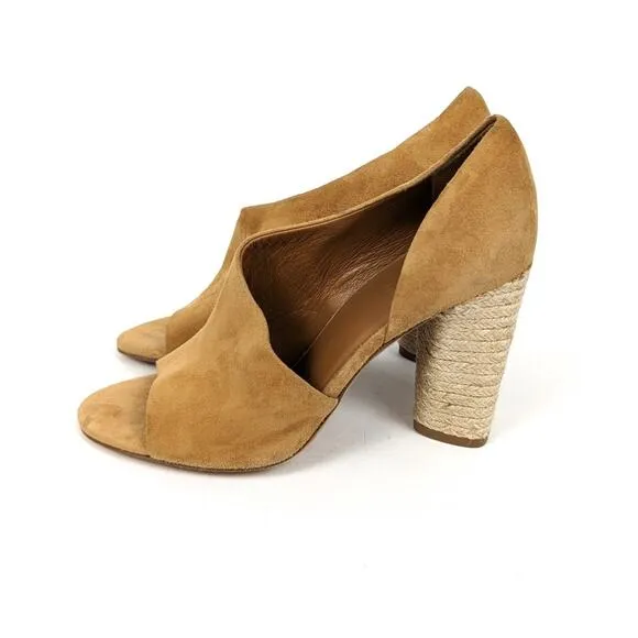 NWOT Vince Womens Shoes Percey Tan Suede Leather Block Heels Size 5.5