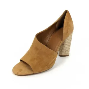 NWOT Vince Womens Shoes Percey Tan Suede Leather Block Heels Size 5.5