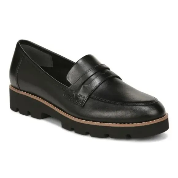 NWOT Vionic Cheryl II Penny Loafer Shoes Lug Sole Slip-On Comfy Leather Black 10