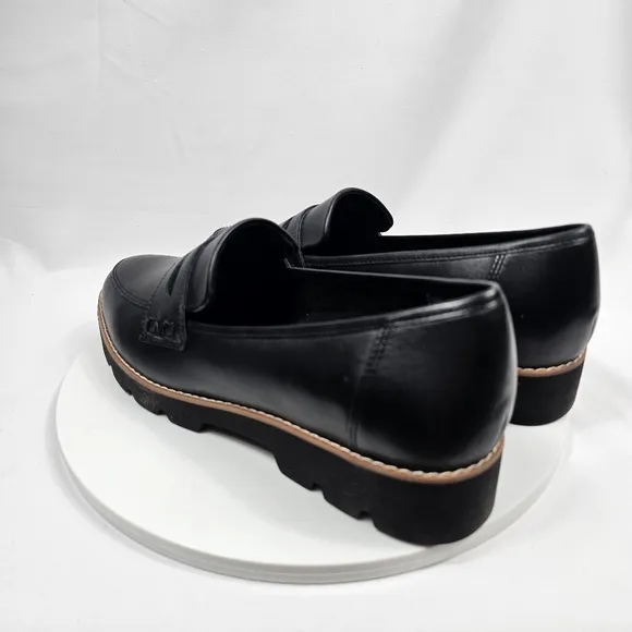 NWOT Vionic Cheryl II Penny Loafer Shoes Lug Sole Slip-On Comfy Leather Black 10