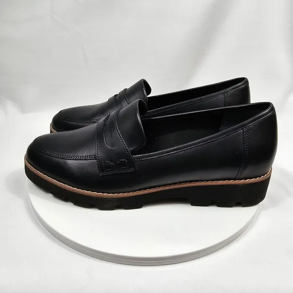 NWOT Vionic Cheryl II Penny Loafer Shoes Lug Sole Slip-On Comfy Leather Black 10