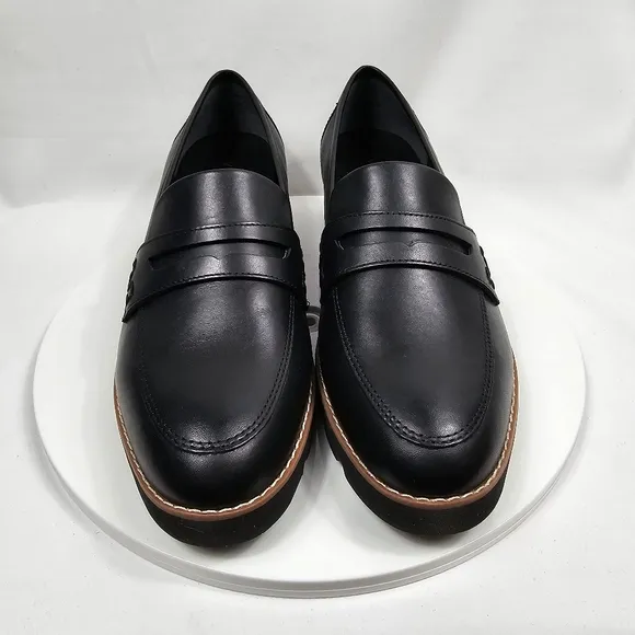 NWOT Vionic Cheryl II Penny Loafer Shoes Lug Sole Slip-On Comfy Leather Black 10