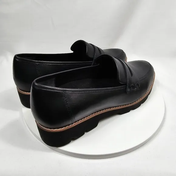 NWOT Vionic Cheryl II Penny Loafer Shoes Lug Sole Slip-On Comfy Leather Black 10
