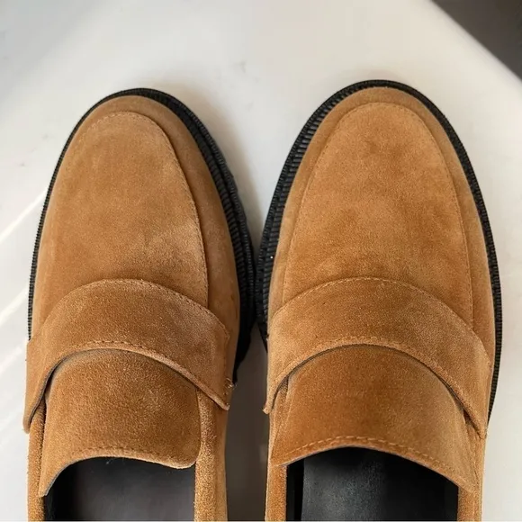 NWT Aerosoles Platform Lug Sole Loafers Tan Chestnut Suede Ronnie Women’s Sz 10