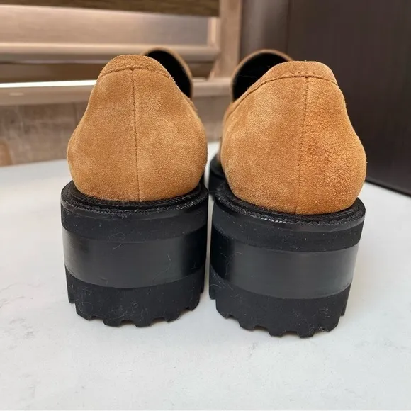 NWT Aerosoles Platform Lug Sole Loafers Tan Chestnut Suede Ronnie Women’s Sz 10