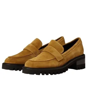 NWT Aerosoles Platform Lug Sole Loafers Tan Chestnut Suede Ronnie Women’s Sz 10