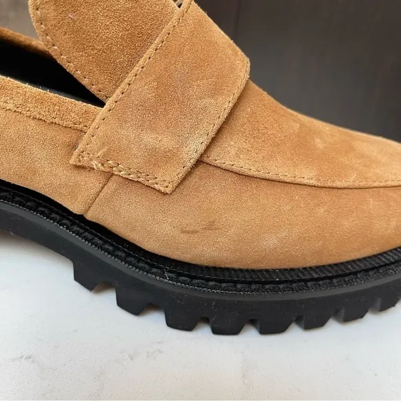 NWT Aerosoles Platform Lug Sole Loafers Tan Chestnut Suede Ronnie Women’s Sz 10
