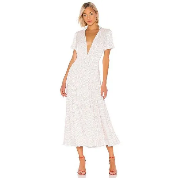 NWT Alexis Pink Polka Dot Athena Maxi Dress Pink Size 8 $625
