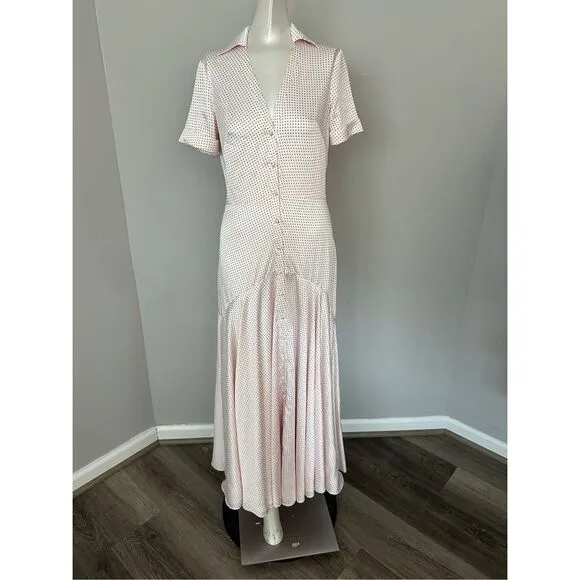 NWT Alexis Pink Polka Dot Athena Maxi Dress Pink Size 8 $625