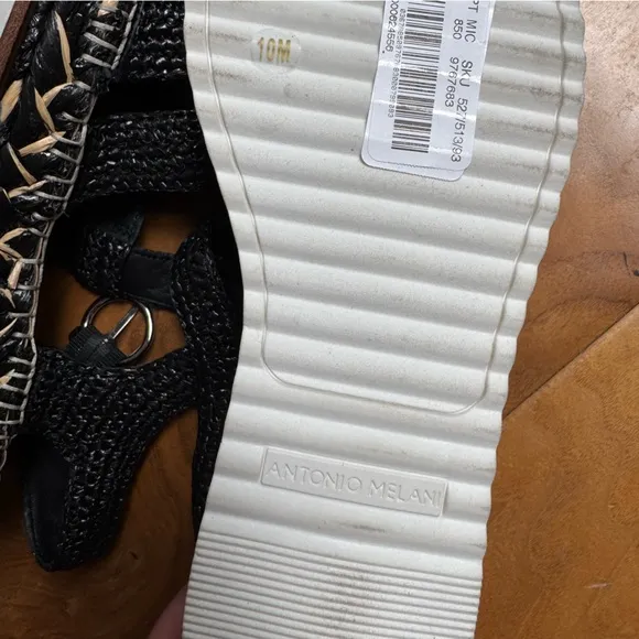 NWT Antonio Melani Carolie Espadrille Platform Wedge Fisherman Sandals Black