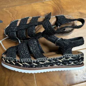NWT Antonio Melani Carolie Espadrille Platform Wedge Fisherman Sandals Black