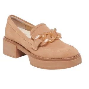 NWT DOLCE VITA SHEENA TAN/BROWN SUEDE HEELED LOAFERS WOMENS SIZE 9