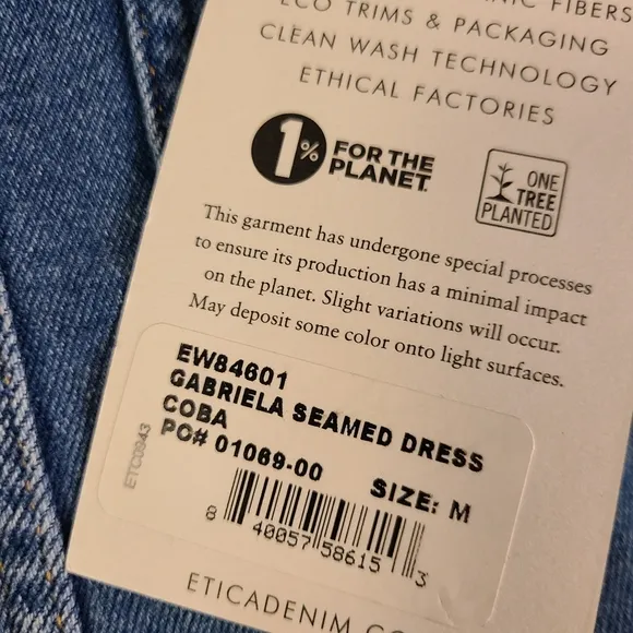 NWT ETICA Size Medium Gabriela Seamed A-Line Coba Blue Denim Mini Dress  Western