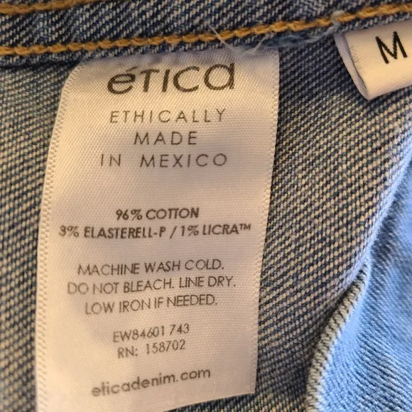 NWT ETICA Size Medium Gabriela Seamed A-Line Coba Blue Denim Mini Dress  Western