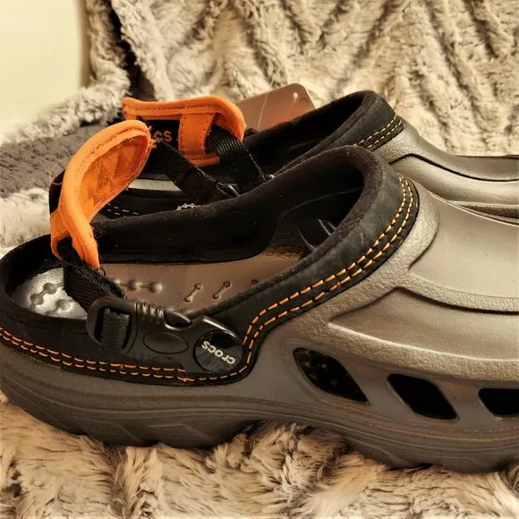 NWT Genuine CROCS Sandals Shoes Unisex Men 7 Women 9 Cross Trail Black Orange