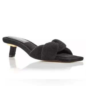 NWT Good American Black Terry Kickstand Slide Mule/Sandal Low Heel Size 11