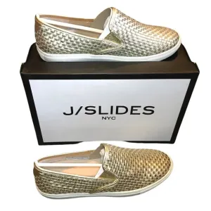 NWT J/Slides NYC Gold Calina Woven Slip On Shoes Size 6