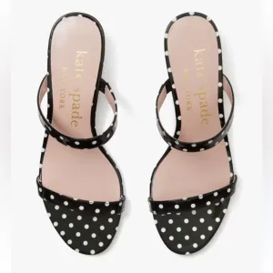 NWT Kate Spade Palm Springs Black &amp; White Polka Dot Slide Sandals 7.5
