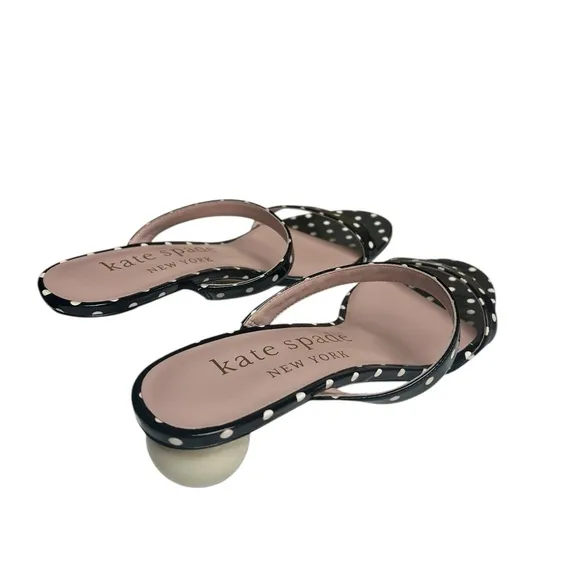 NWT Kate Spade Palm Springs Black &amp; White Polka Dot Slide Sandals 7.5